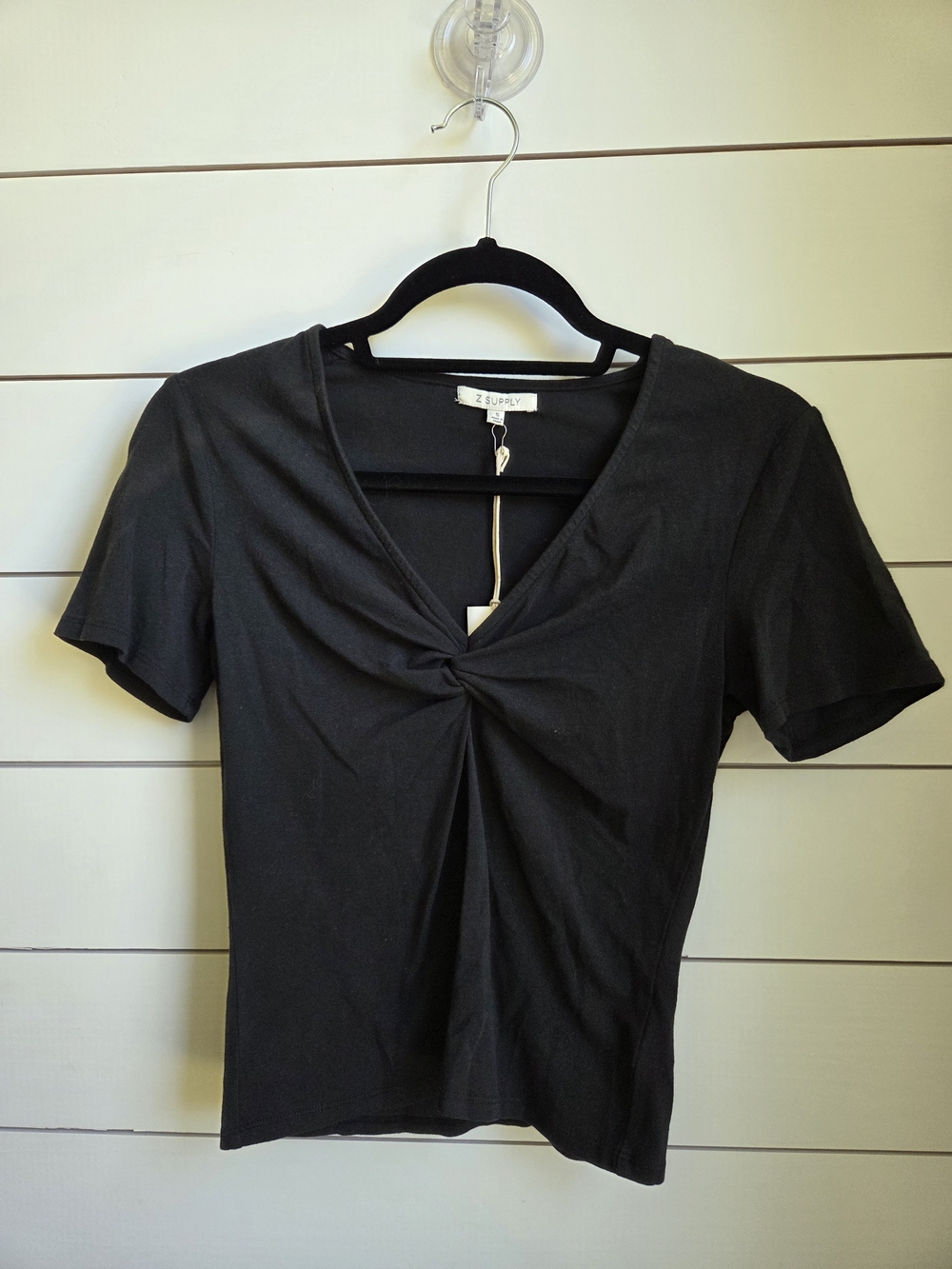 Z Supply Black Twist-Knot Short Sleeve Tee